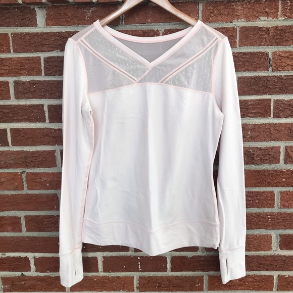 Lululemon Just Breath Long Sleeve Soft Pink Mesh Panels Size 8 - Picture 2 of 11